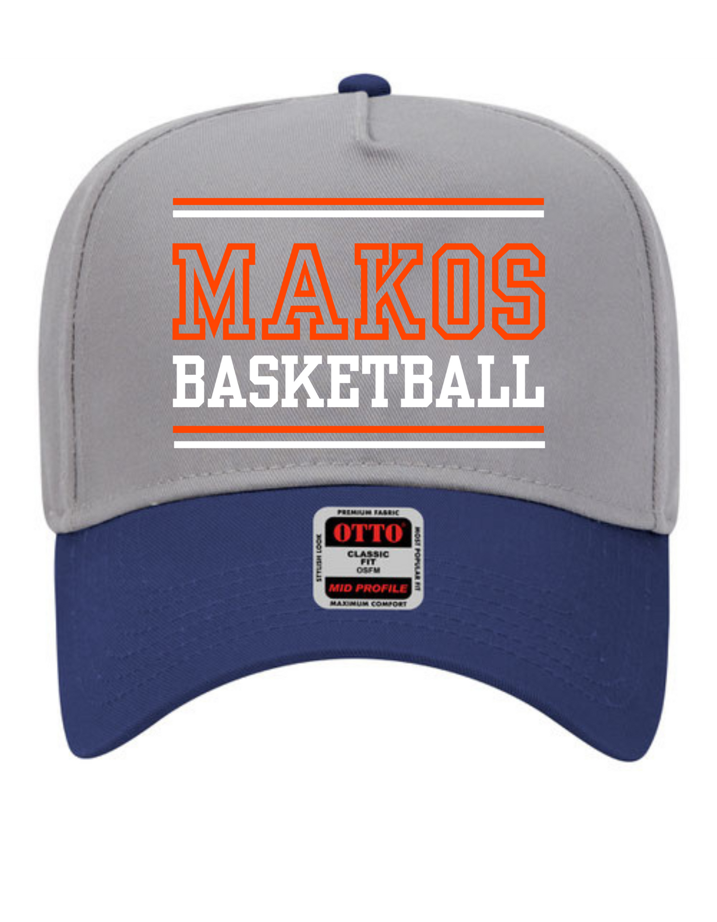 Makos Basketball Grey and Royal Hat