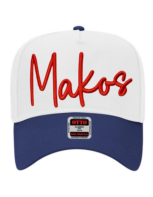 Makos Spirit Puff Embroidery White and Royal Hat